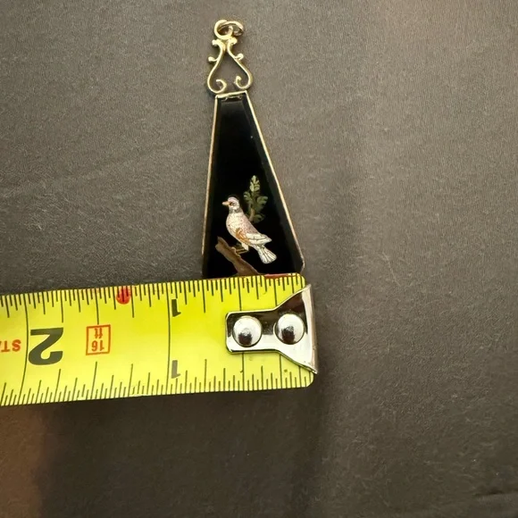 Extraordinary antique pendant with micromosaic, Italy Antique Bird Pendant - Picture 8 of 8
